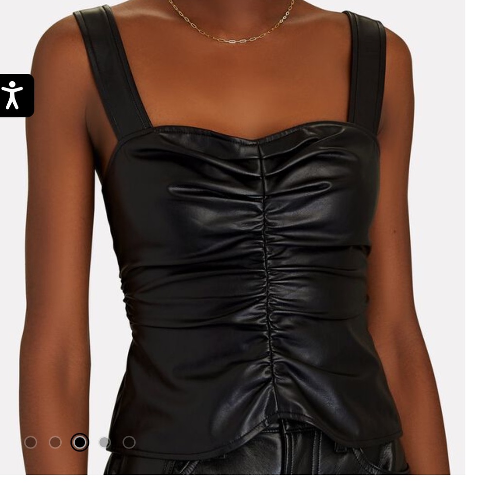 ALC Lauryn Ruched Vegan Leather Top, 00, New with Tags